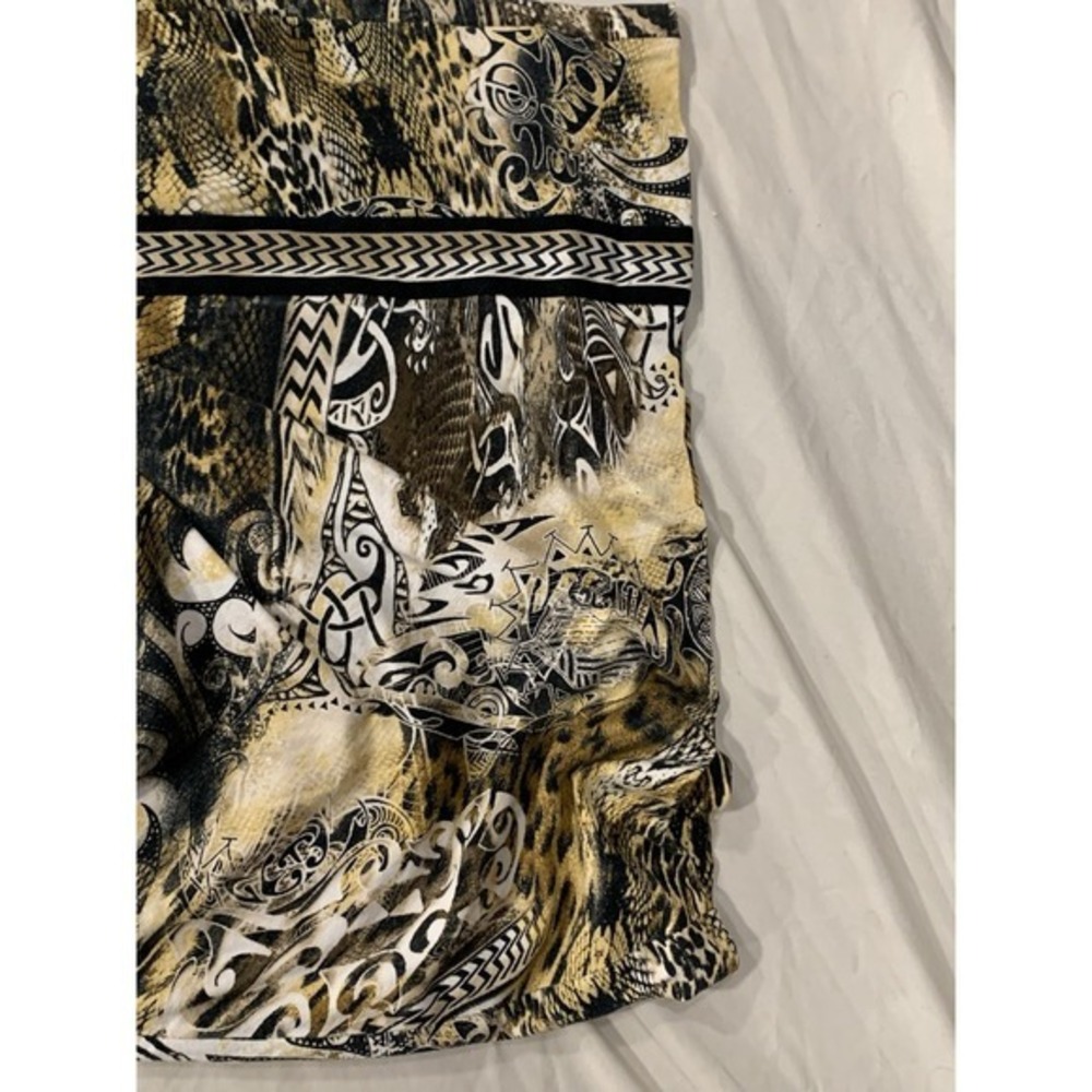 Y2K Cache Animal Print Bodycon Dress XL Ruched Side Sleeveless Spandex USA Made - Picture 3 of 11